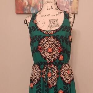 BeBop Green and Orange Patterned Dress